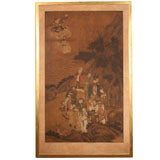 Chinese Painted Silk Panel, 18th Century