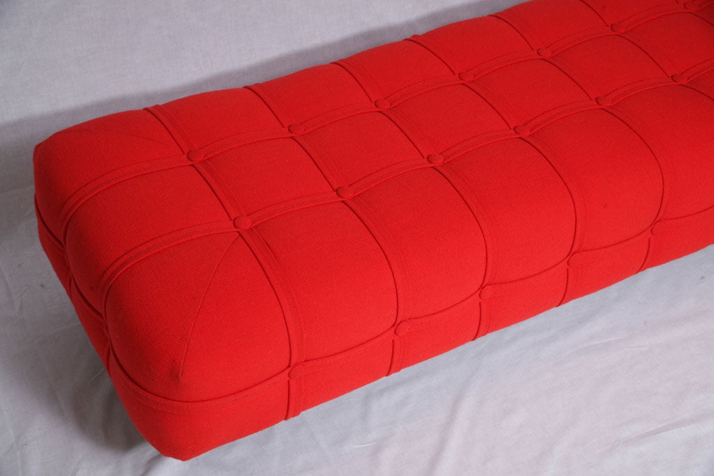 20th Century Long Red Tufted Upholstered Bench