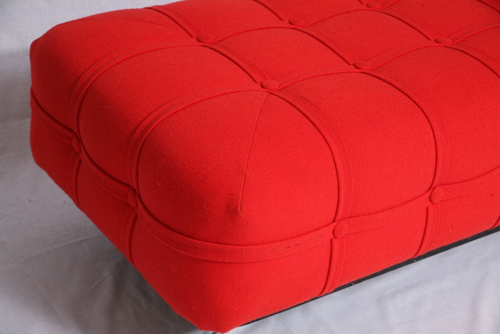 Long Red Tufted Upholstered Bench 1