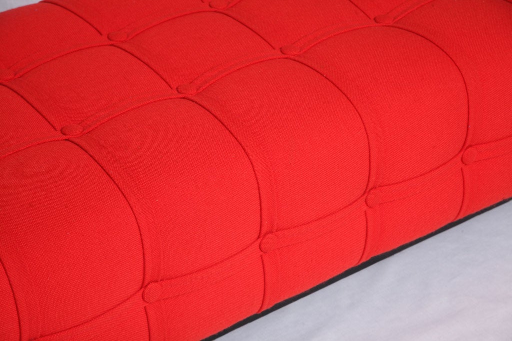 Long Red Tufted Upholstered Bench 2