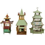 Antique Set Of Three Folk Art Birdcages