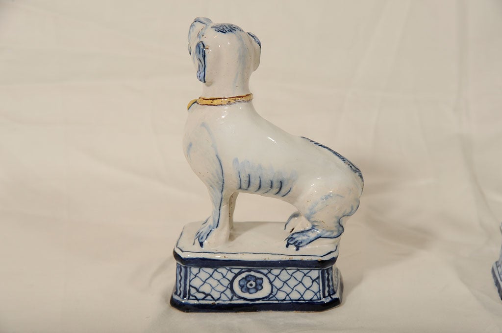 Dutch A Pair of Blue and White Delft Dogs