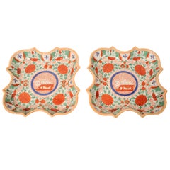 Antique A Pair of Minton Squares in the "Crazy Cow" pattern