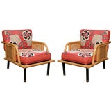Vintage Pair of 50's Rattan Chairs