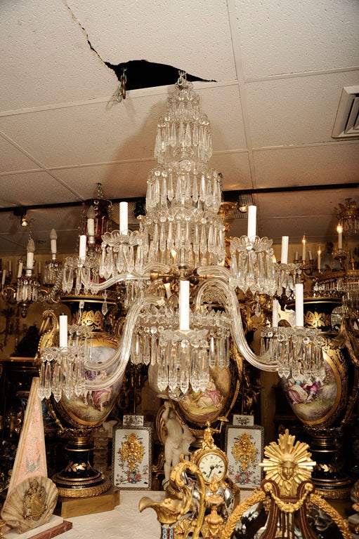 Antique 12 Arm Crystal Chandelier Attributed to F&C Osler