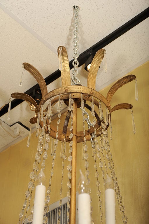 Antique Empire Bronze Twenty-three-light Crystal and Bronze Chandelier In Excellent Condition In New York, NY