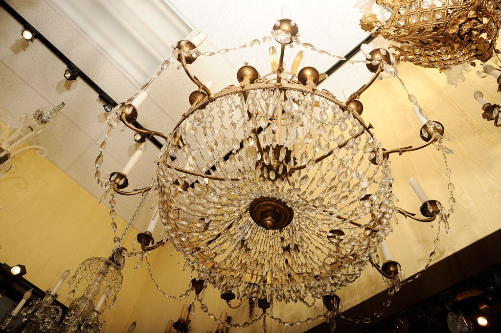19th Century Antique Empire Bronze Twenty-three-light Crystal and Bronze Chandelier