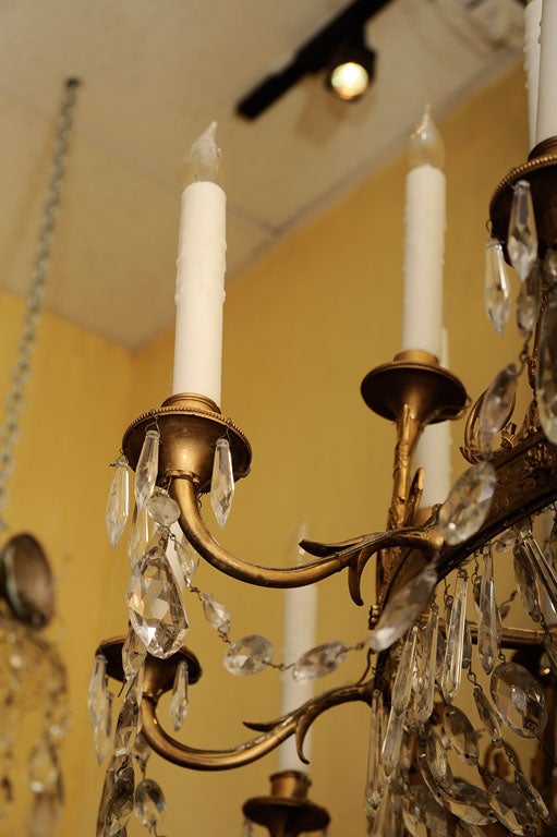 Antique Empire Bronze Twenty-three-light Crystal and Bronze Chandelier 2