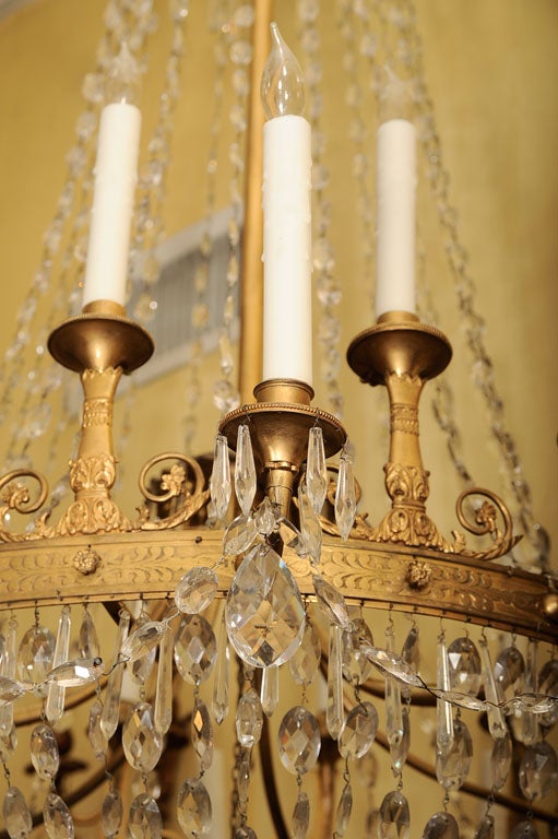 Antique Empire Bronze Twenty-three-light Crystal and Bronze Chandelier 3