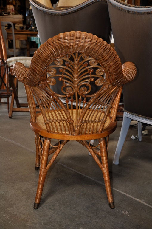 Wicker Arm Chair In Good Condition In Culver City, CA