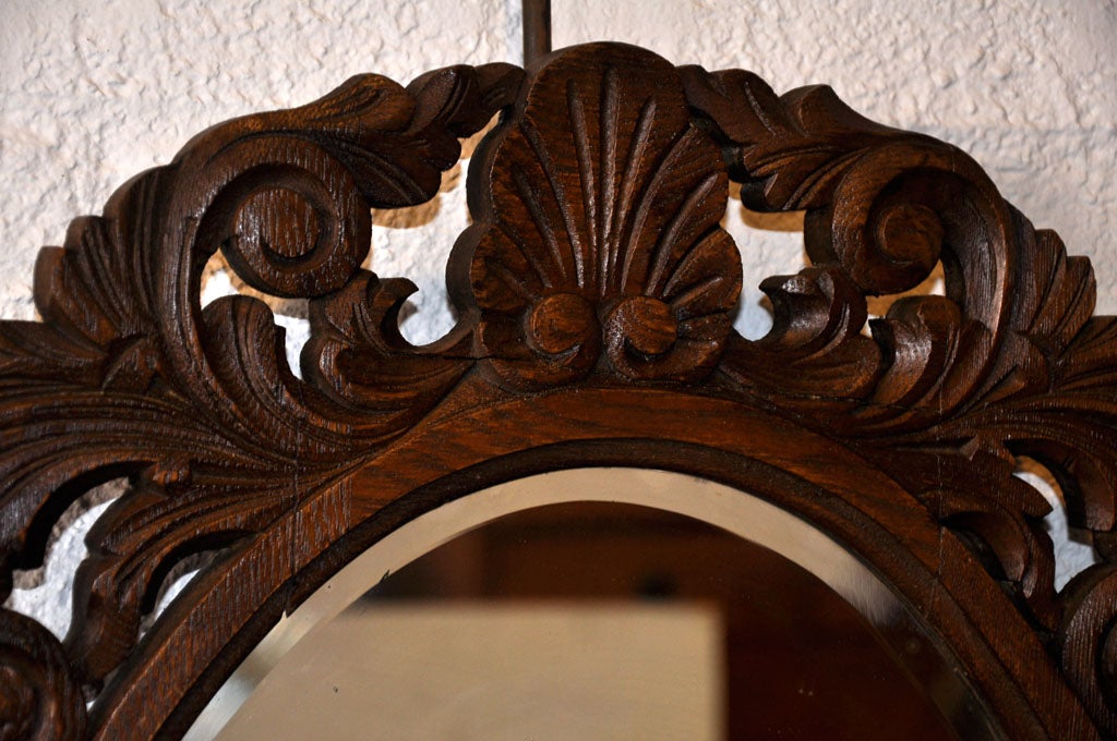 19th Century English Carved Oval Wall Mirror For Sale