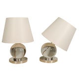 Pair of Jacques Adnet crystal table lamps