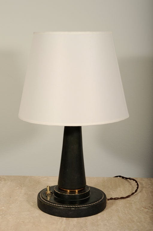 Green table lamp by J Adnet In Good Condition In Newburgh, NY