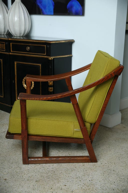 French A Rare Pair of Chestnut Armchairs attributed to Pierre Legrain