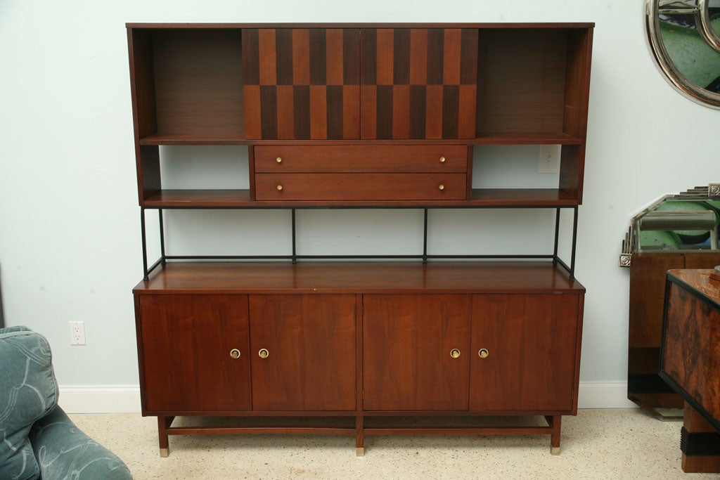 American Inlaid Walnut Cabinet by Stanley, USA