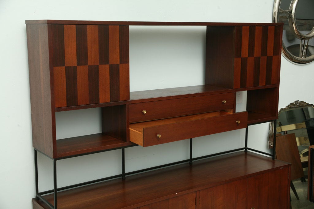 Mid-20th Century Inlaid Walnut Cabinet by Stanley, USA