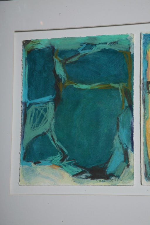Doreen Noar, Oil on Paper, Diptych In Excellent Condition For Sale In Hollywood, FL