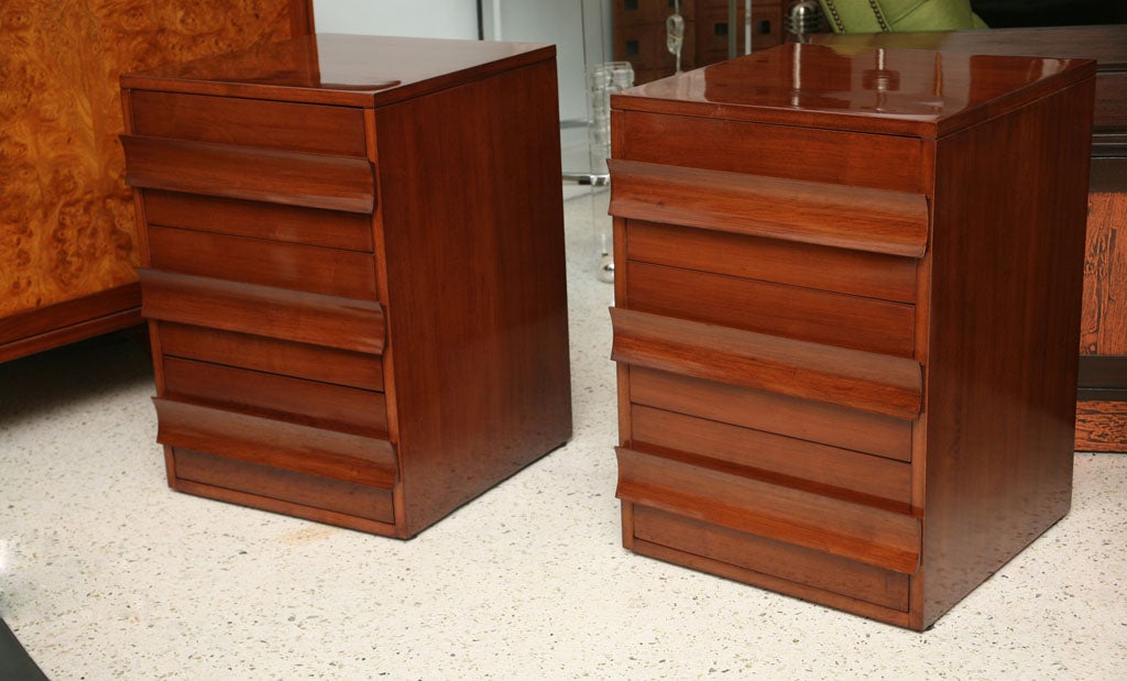 American A Pair of Carlo Di Carli Mahogany Commodini, for Singer and Sons