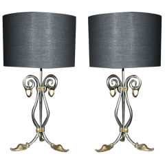 Vintage Pair of Steel Table Lamps