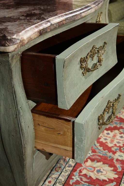 Louis XV Style Paint Decorated Marble-Top Commode 2