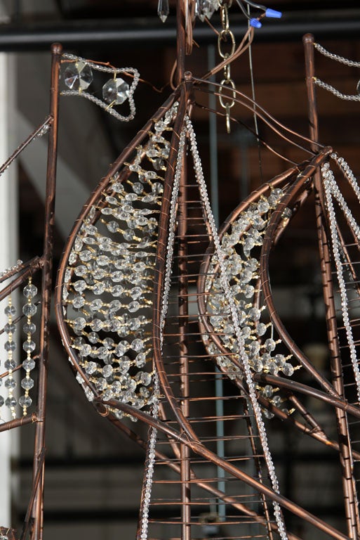 American Brass & Crystal Galleon Ship Chandelier
