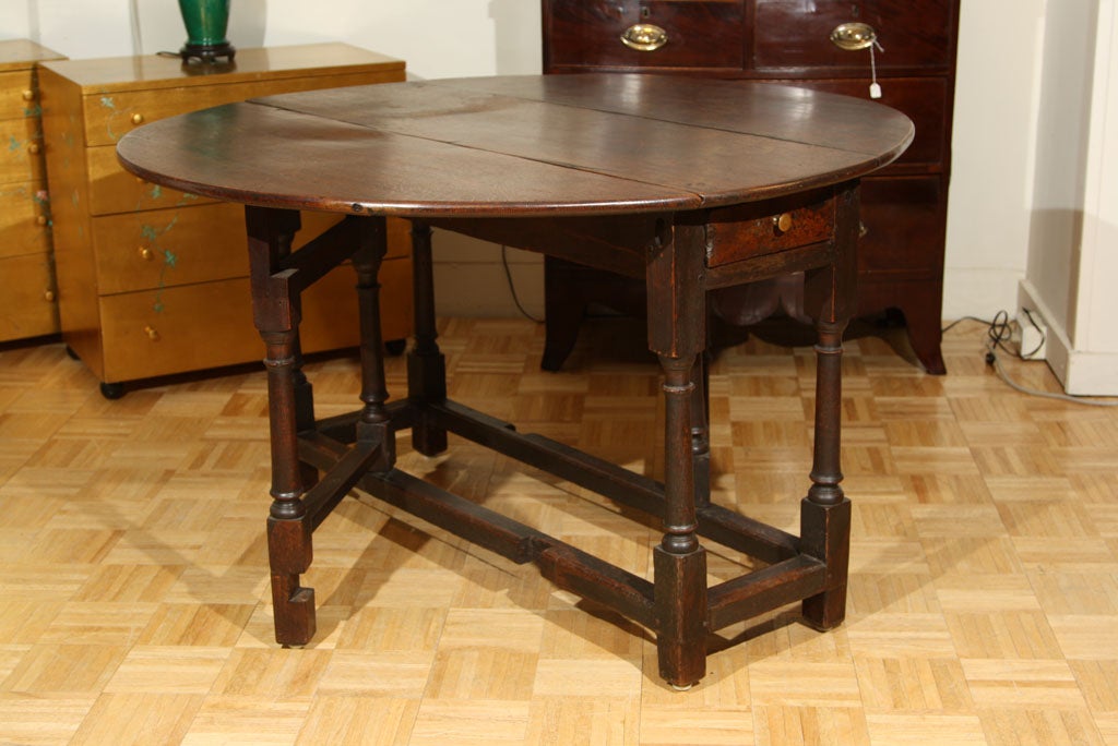 Early 18th C. English Oak Gate Leg Table