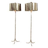 Pair of silver gilt Bagues floor lamps, circa 1940
