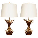PAIR OF LAMPS WITH WHEAT