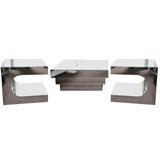 Glamorous 70's mirrored teared coffee table and  side tables