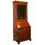 Antique English, Burr Walnut Bureau Bookcase