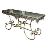 MARBLE TOP AND IRON BAKER'S TABLE