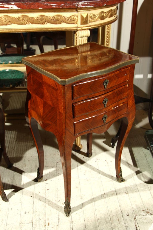 Rosewood MARQUETRY  3 DRAWER SIDE TABLE For Sale