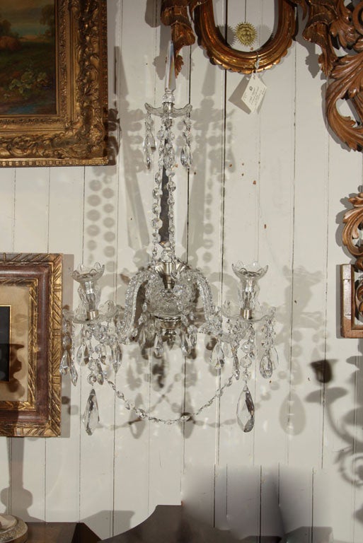 PAIR 2 LIGHT CRYSTAL SCONCES