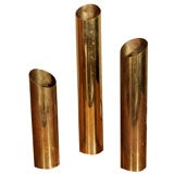 Set of Modernist Cylindrical Brass Candle Holders by Raymor