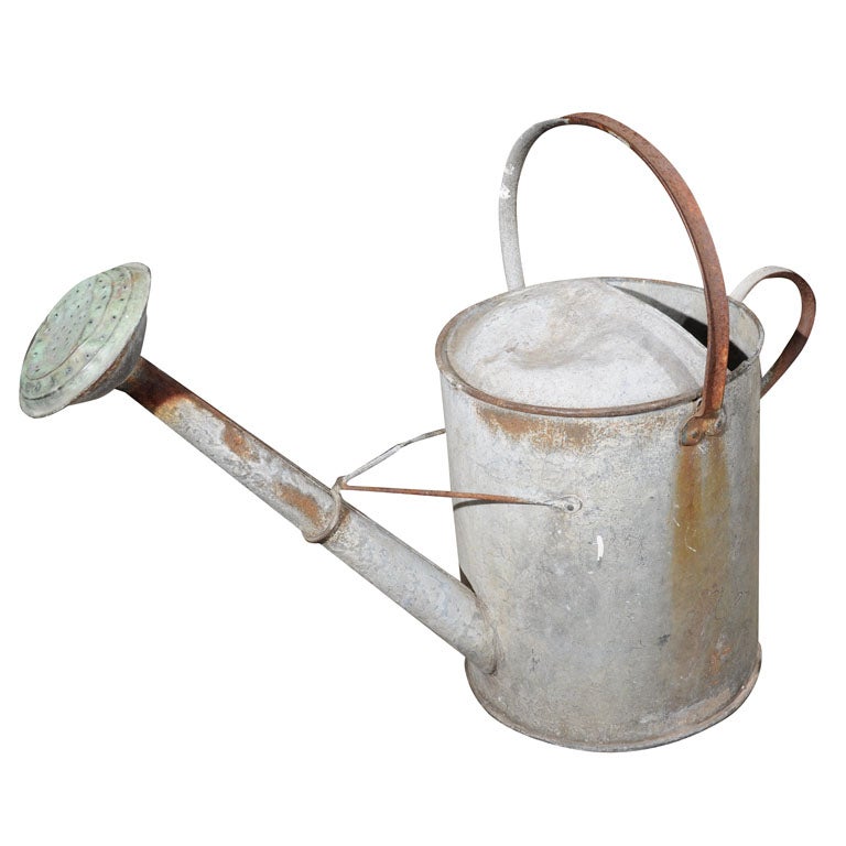 1x Galvanized Metal Watering Can Vintage Look Fantastic Farmhouse Style!