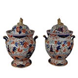 Antique Pair of Mason's Ironstone Potpourri Jars