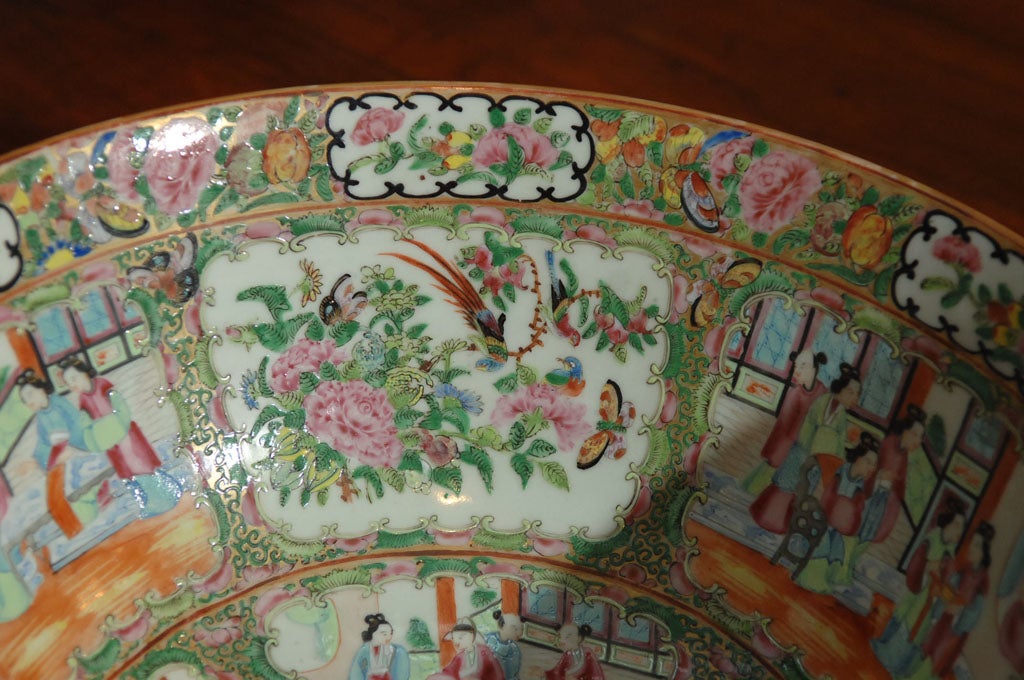 Chinese Rose Medallion Punch Bowl