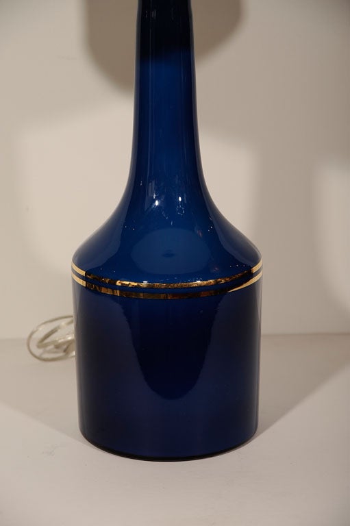 Pair of Cobalt Blue Glass Lamps