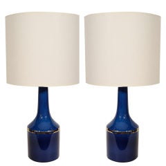 Pair of Cobalt Blue Glass Lamps