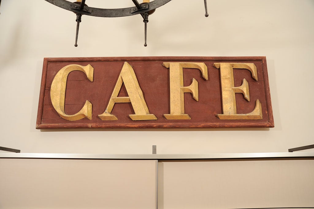 Gilt Zinc and Wood Cafe Sign 2