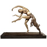 Art Deco Bronze and Ivory Group by Pierre Alexandre Morlon