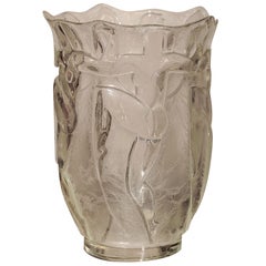 Art Deco Glass Vase by Verrerie Degue, David Gueron