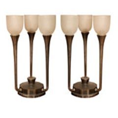Pair of Art Deco Three-Light Table Lamps by J. Codure 11