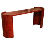 Stunning Karl Springer Red Lacquered Goatskin Console