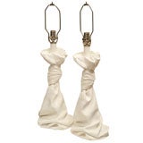 Pair Draped & Knotted Plaster Lamps manner of John Dickinson