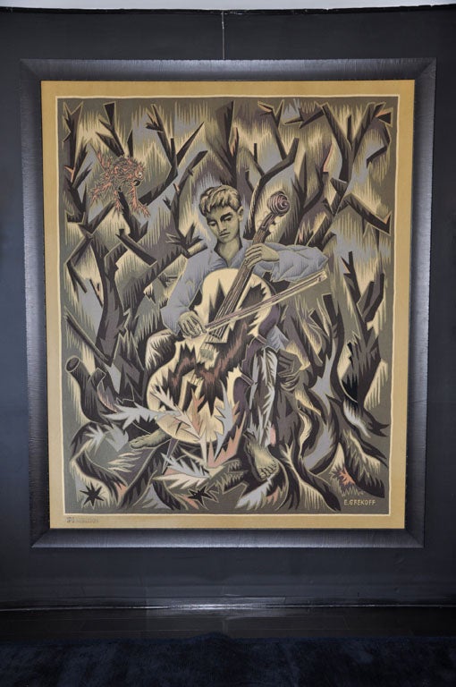 Mid-Century Modern Tapisserie unique d'Elie Grekoff Aubusson en vente