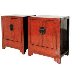 Pair of Red Lacquer Chests