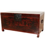 Antique Large Chinese Trunk on Stand