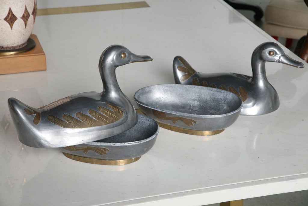 pewter duck trinket box