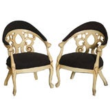 Pair Cream Painted Open Armchairs